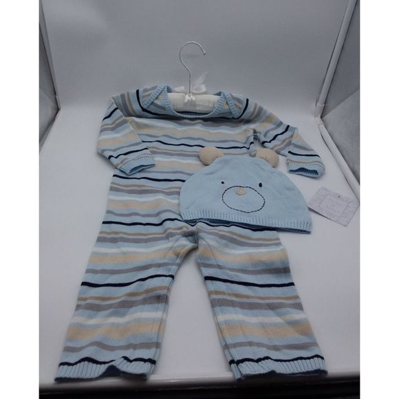 Dylan & Abby Infant Boys Striped Knit Outfit with Hat Size 6-9 Months Baby - Picture 1 of 7